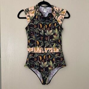 Body Glove Floral Zip-Up Swimsuit Small